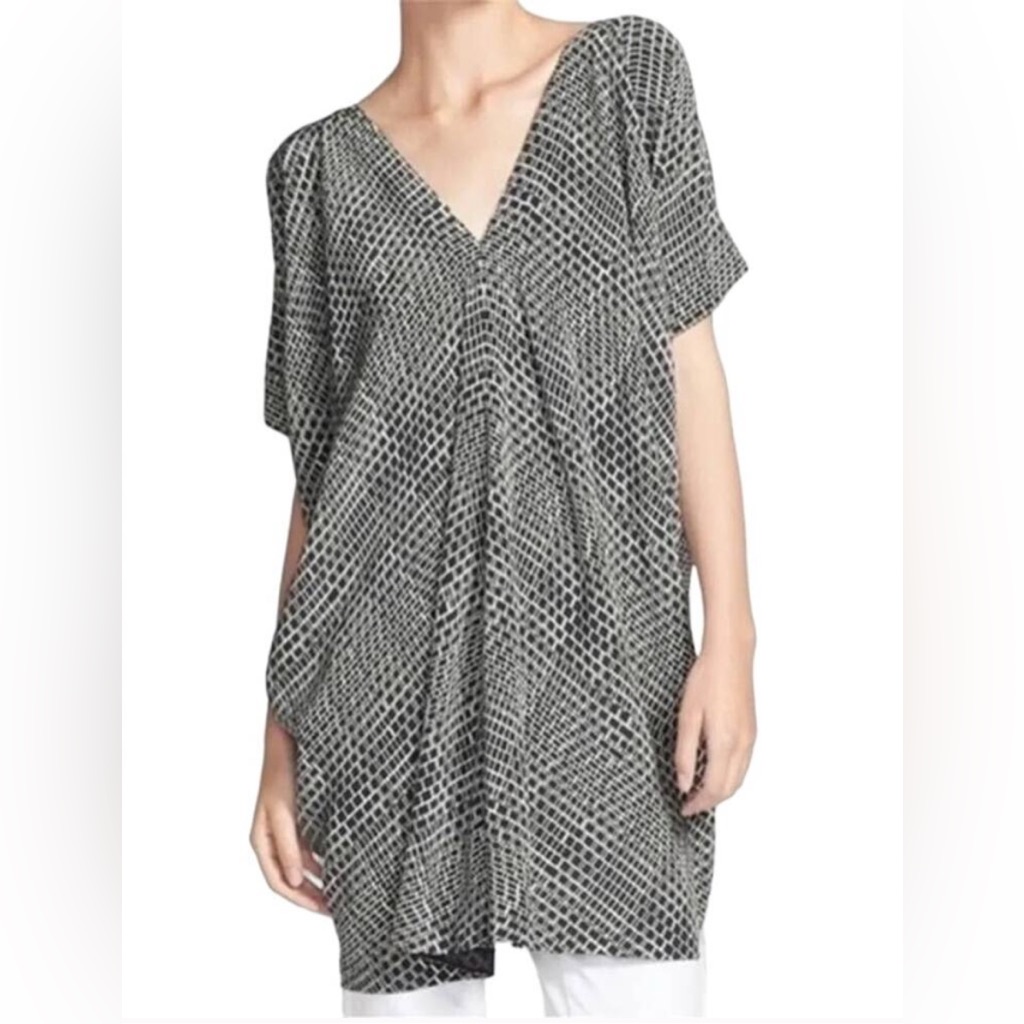 Vince Black And White Geometric Women's Silk Dress
